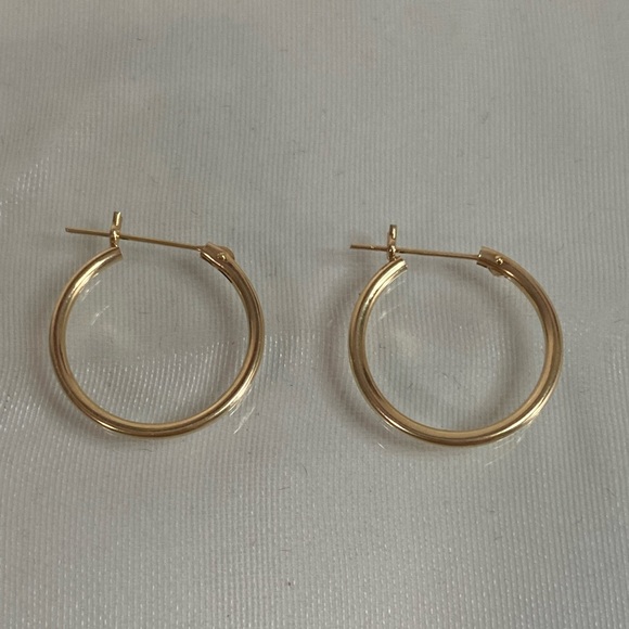 14K YELLOW GOLD classic small hoop earrings REAL GOLD - Picture 10 of 12